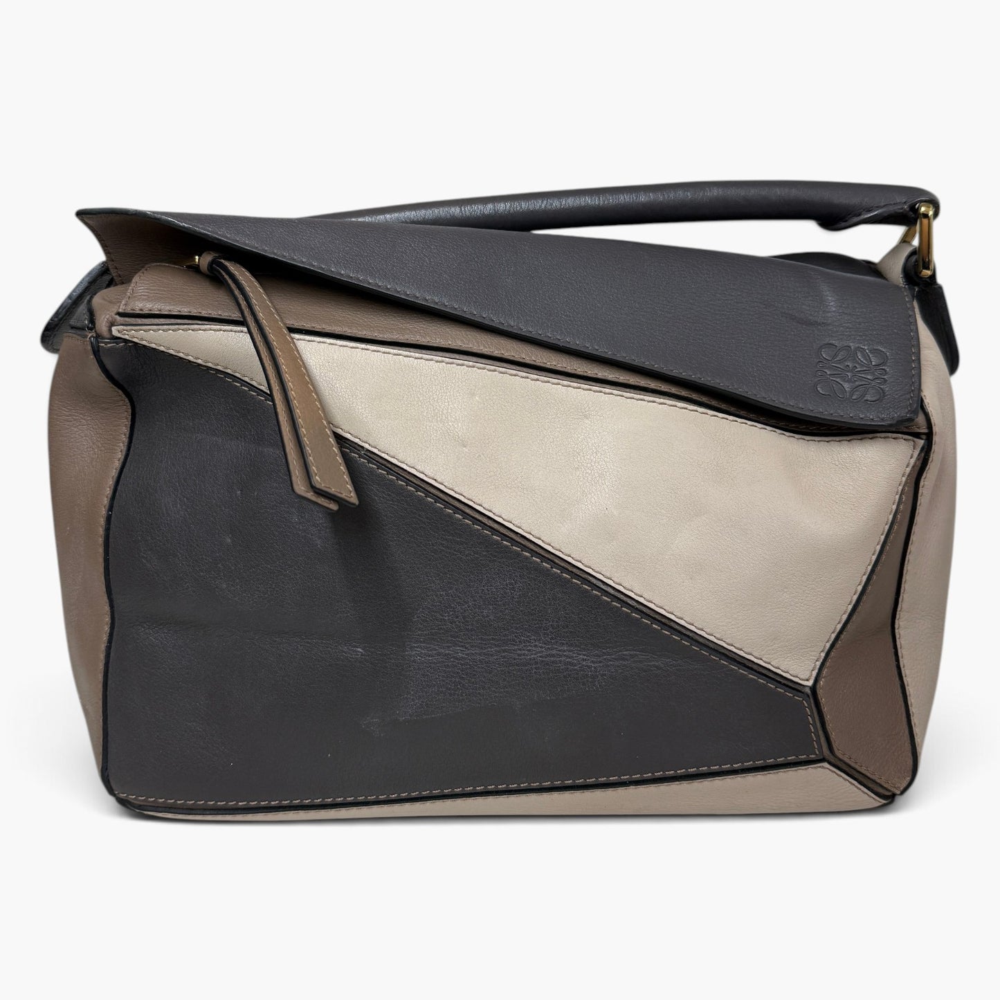 LOEWE 2WAY BAG Beige/Brown Stain/Damage 06-07-09 Rank (C)