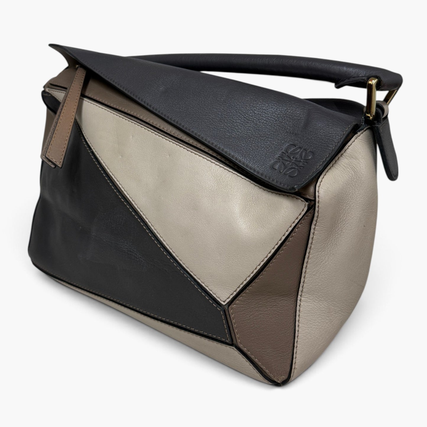 LOEWE 2WAY BAG Beige/Brown Stain/Damage 06-07-09 Rank (C)