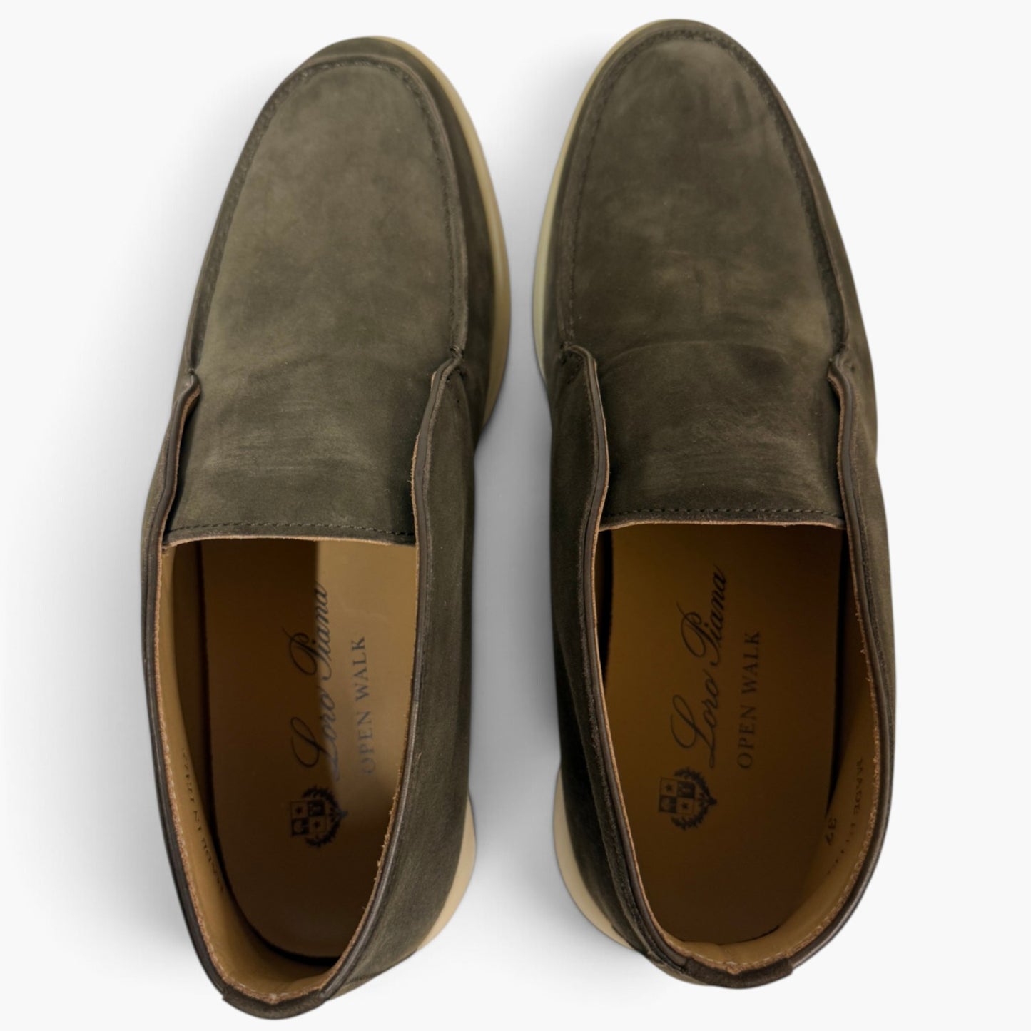 LORO PIANA Loafers Size 37 Lady's Olive Open Walk 56022 Rank (AB)